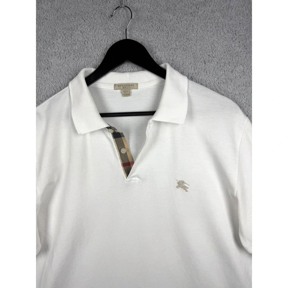 Burberry Brit Cotton Polo Shirt Men's Sz XX White Short Sleeve Nova Check